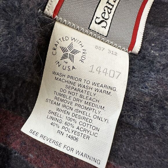 Vtg Sears Work Outerwear Blanket Lined Denim Chore Coat Mens XL Jacket 80s Union - Picture 8 of 16